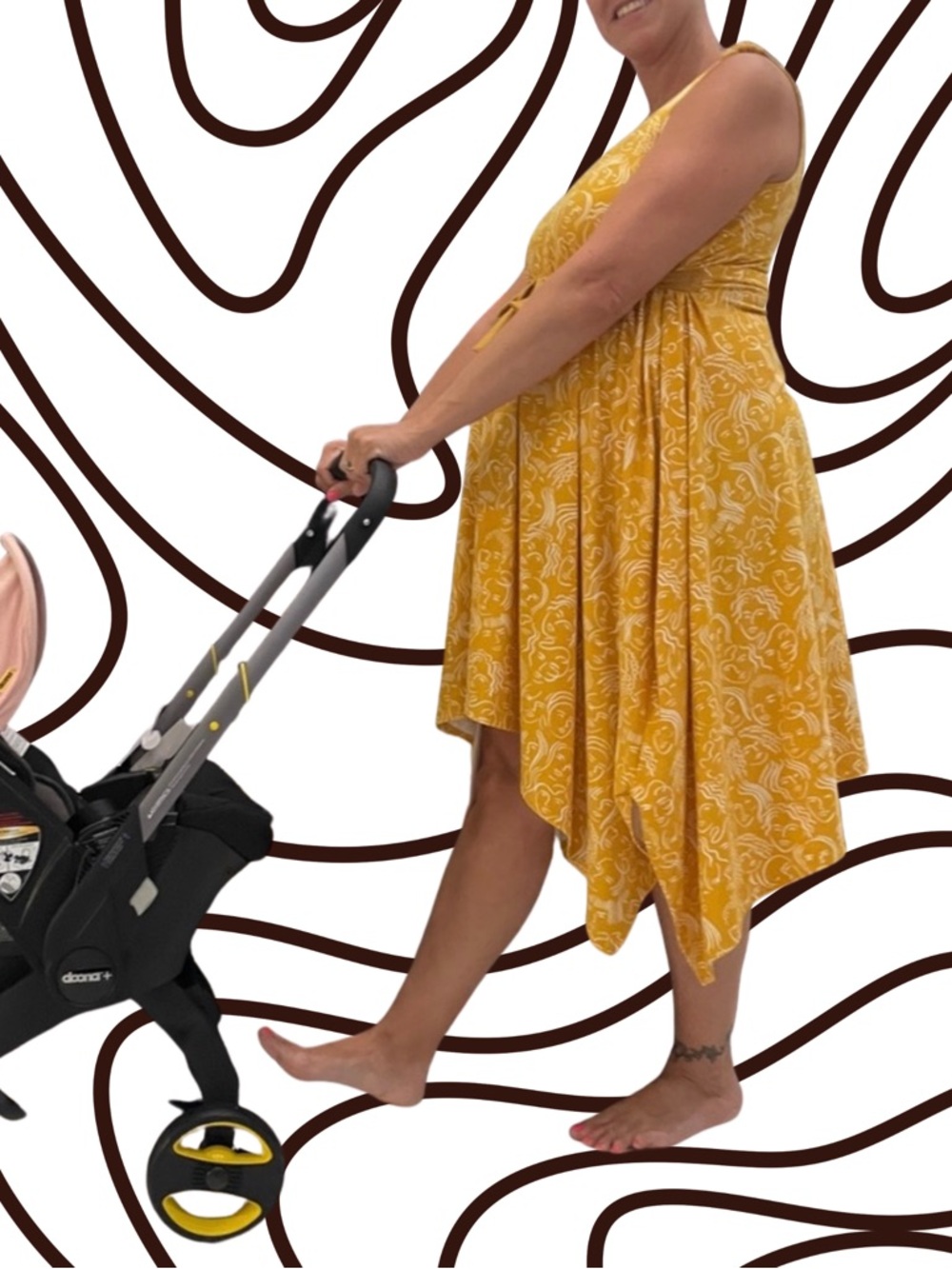 Made by Me: EUC Faces Boho Flared Yellow Dress Maternity Breastfeeding Friendly